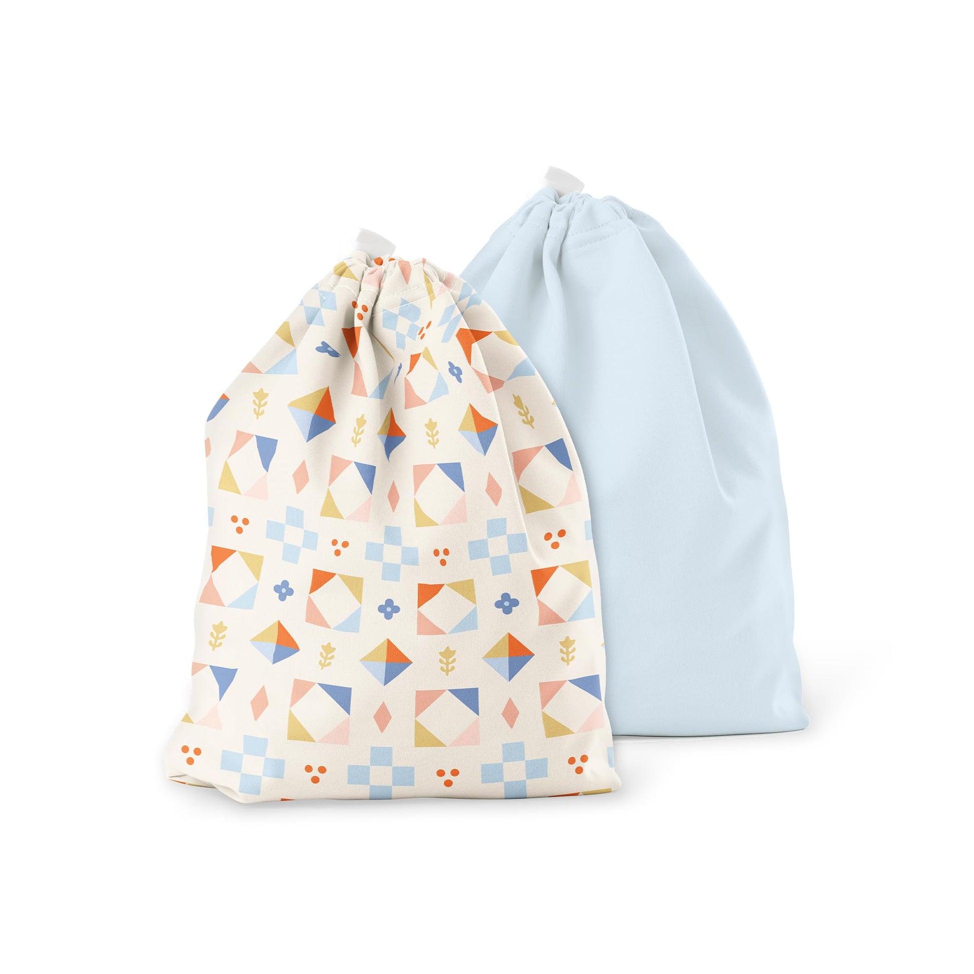 Esembly Ditty Bag Duo - Reusable Waterproof Wet Bags for Cloth Diapers, Swimsuits, Toiletries, and Snacks, Set of 2 - Quilted + 