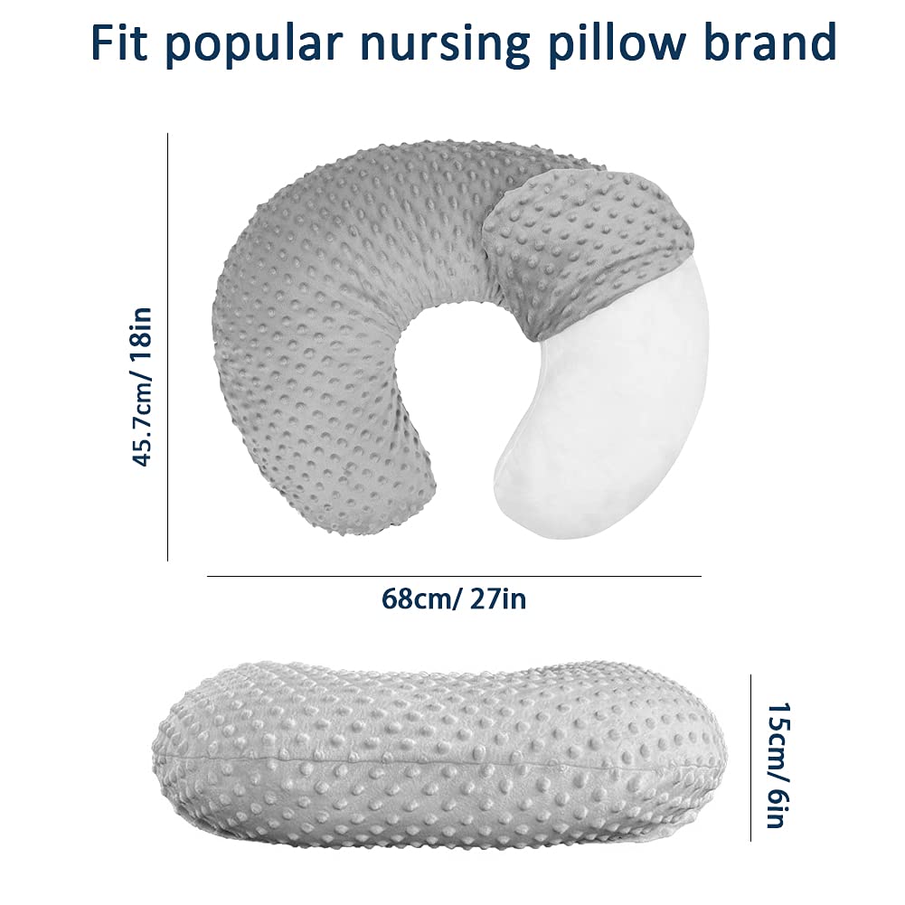 Ievolve Minky Nursing Pillow Cover Breast Feeding Pillow Cover Slipcover U Shape For Baby Boy Girl,Cover Only(Babyblue&Lightbeig