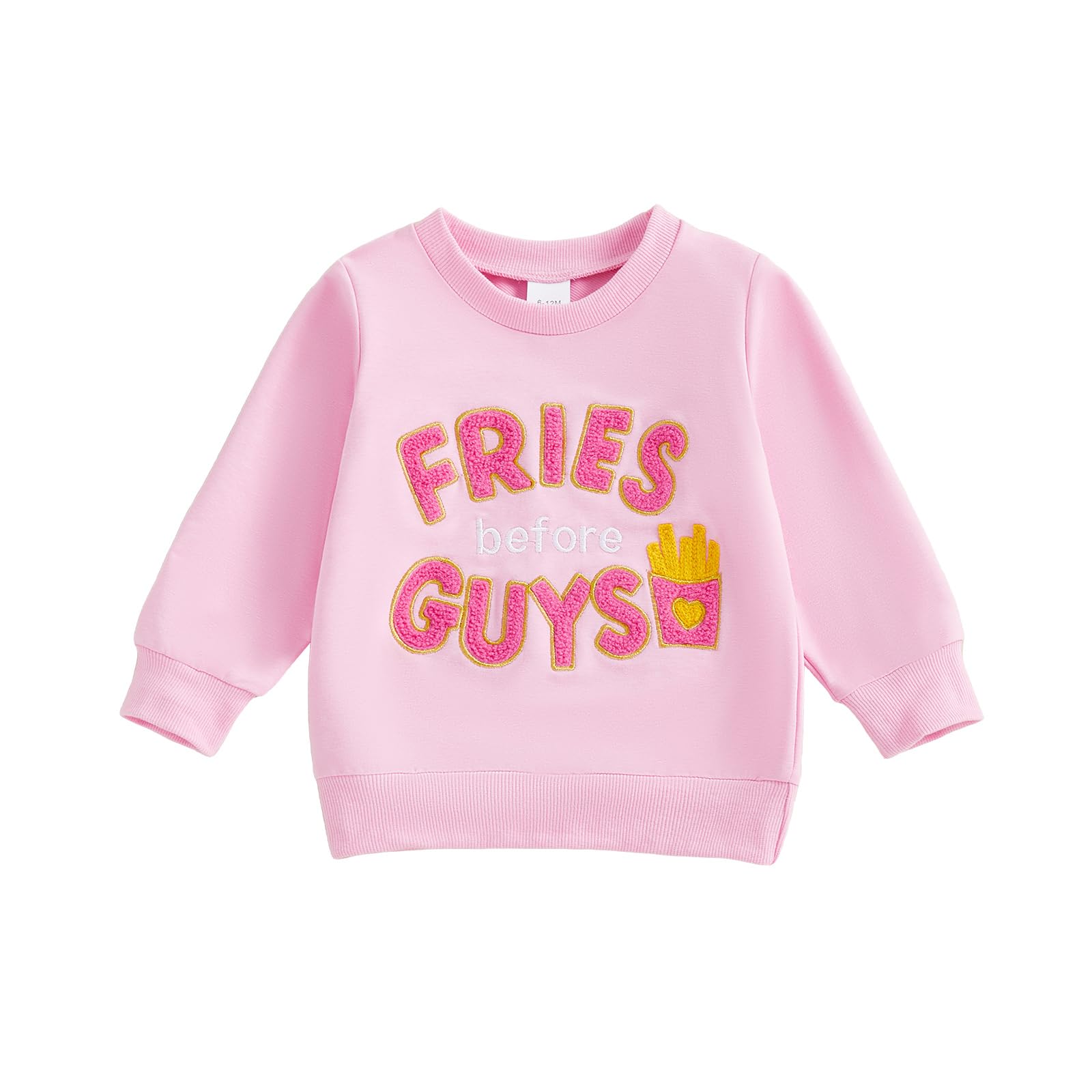 ZyHwShine Toddler Baby Girl Valentines Outfit Fries Before Guys Sweatshirt Sweater 3 6 9 12 18 24Months 2t 3t 4t Clothes (Fries 