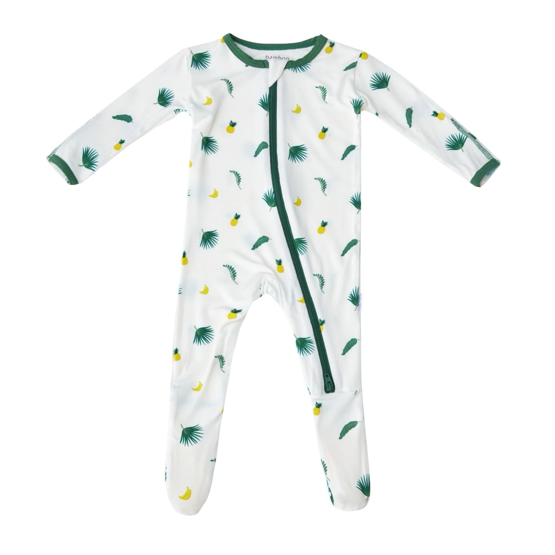 Tropical Palms Footie For Baby - 95% Viscose Made From Bamboo, 5% Spandex - Tropical Palms - Imported