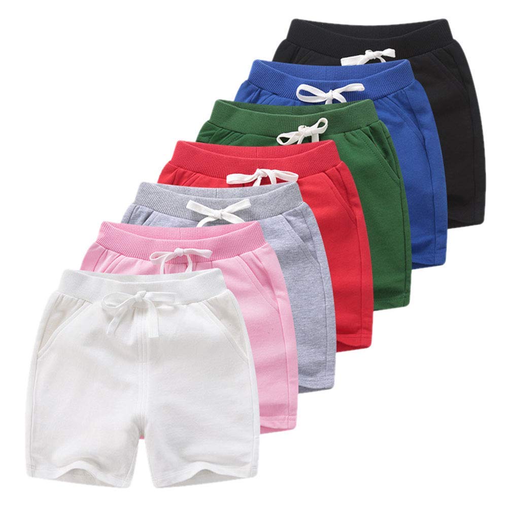 Ptpuke Toddler Kids Solid Cotton Comfort Soft Sport Jogger Shorts Boys Girls Summer Casual Pants White