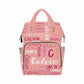Artsadd Custom Name Diaper Bag Mommy Nappy Bags, Personalized Pink Monogram Handbags Large Capacity Multi-Function Nursing Bags