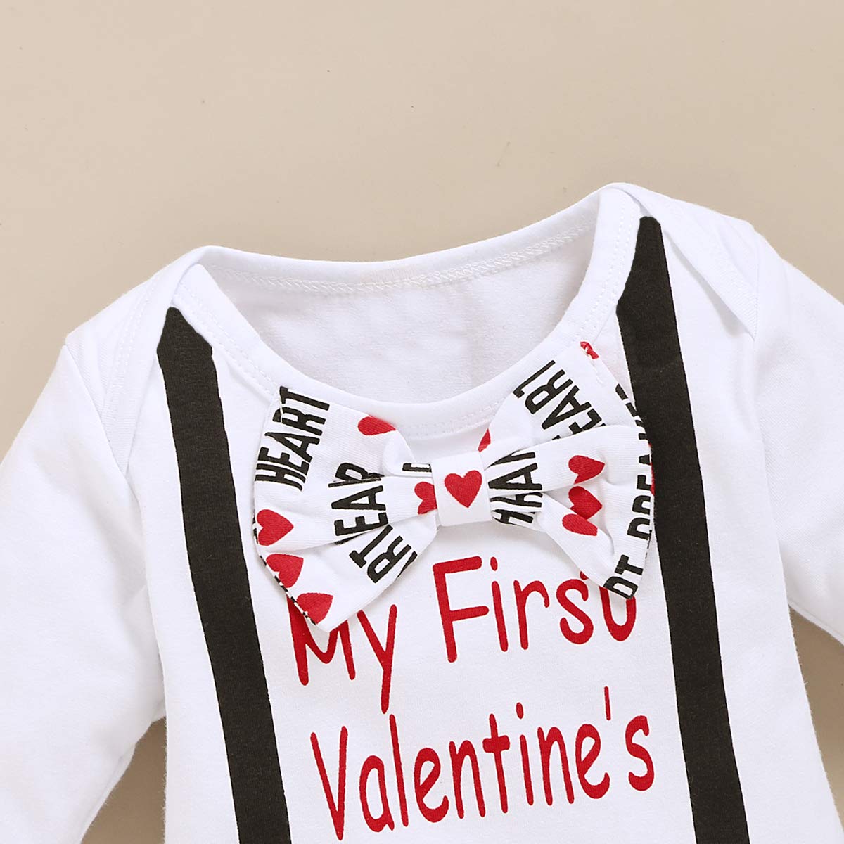 Shalofer Baby Boys My First Valentine'S Day Bodysuit Newborn Gentleman Outfit With Hat (White-Valentine,0-3 Months)
