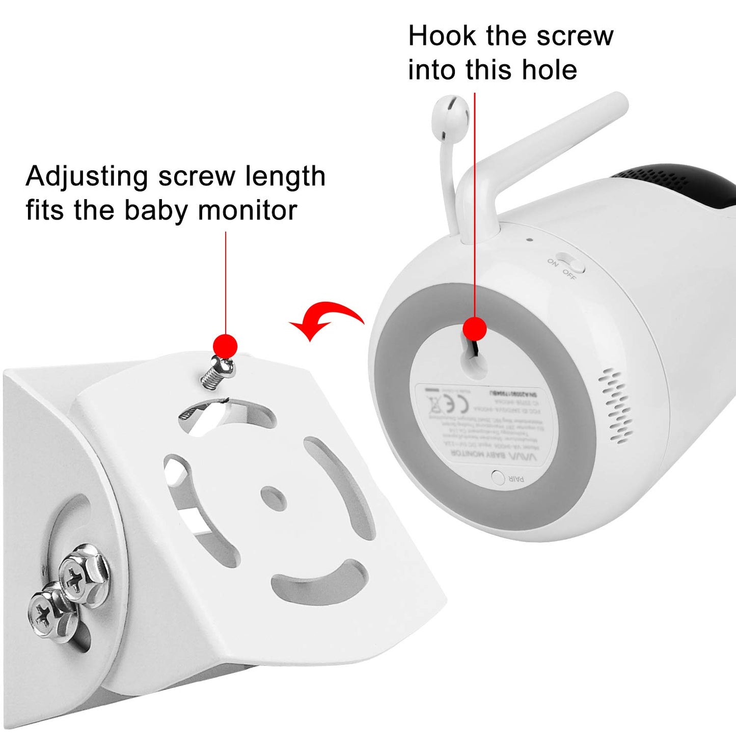Uogw Baby Monitor Mount Compatible With Vava Baby Monitor Camera Va-Ih006 / Va-Ih009 / Hipp Baby Monitor,Adjustable Angle Wall M