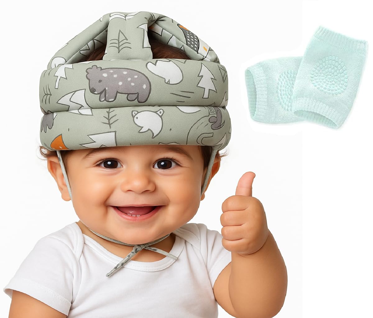 Baby Infant Toddler Helmet No Bump Safety Head Cushion Bumper Bonnet Adjustable Protective Printed Cap Child Safety Headguard Fo