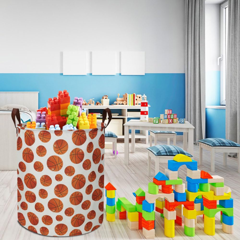 Hkec 19.7' Basketball Laundry Basket,Dirty Clothes Laundry Hamper,Waterproof Foldable Toys Storage Bin,Room Decor, Gift Baskets
