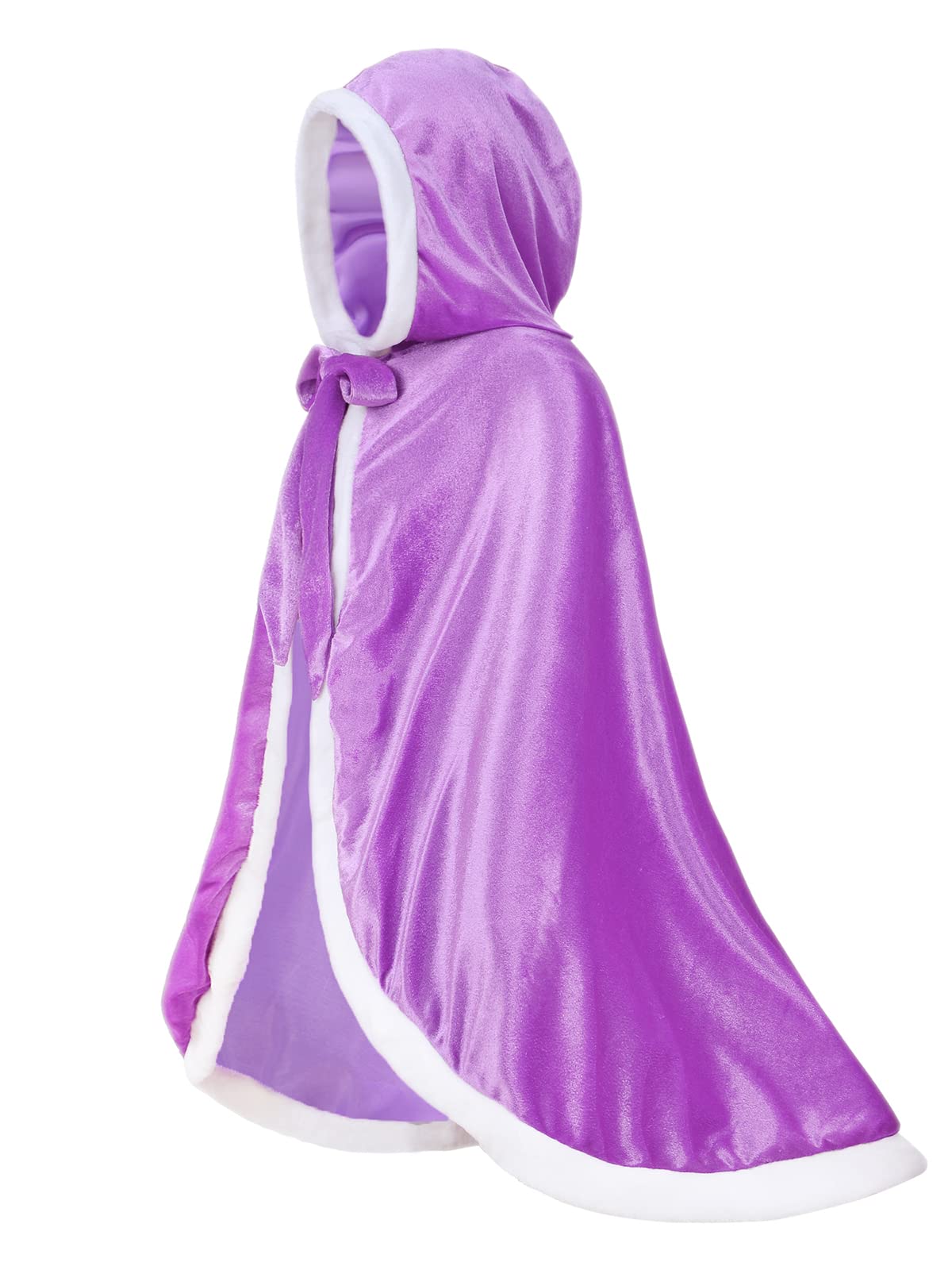 Century Star Girl Fur Princess Cape With Hood Kids Cloak For Little Girls Christmas Purple 5-7 Years