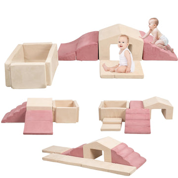 Foam Climbing Blocks with Foldable Ball Pit for Toddlers| 6PCS Baby Climb and Crawl Activity Playset for 6-18 Months,2025 Upgrad