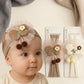 Hair Sparkles Pack Of 2 Baby Girl Headband With Tulle Flower And Pom Pom, Beige And Cream, Infant Hair Accessory
