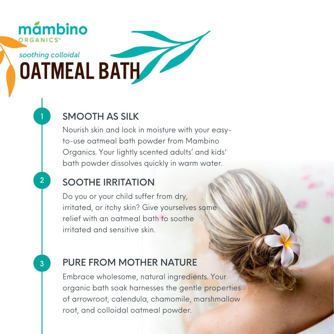 Organic Colloidal Oatmeal Bath Soak - 2-Pack Oatmeal Powder For Dry, Irritated, Itchy Skin Relief - Cruelty-Free, Vegan Handmade