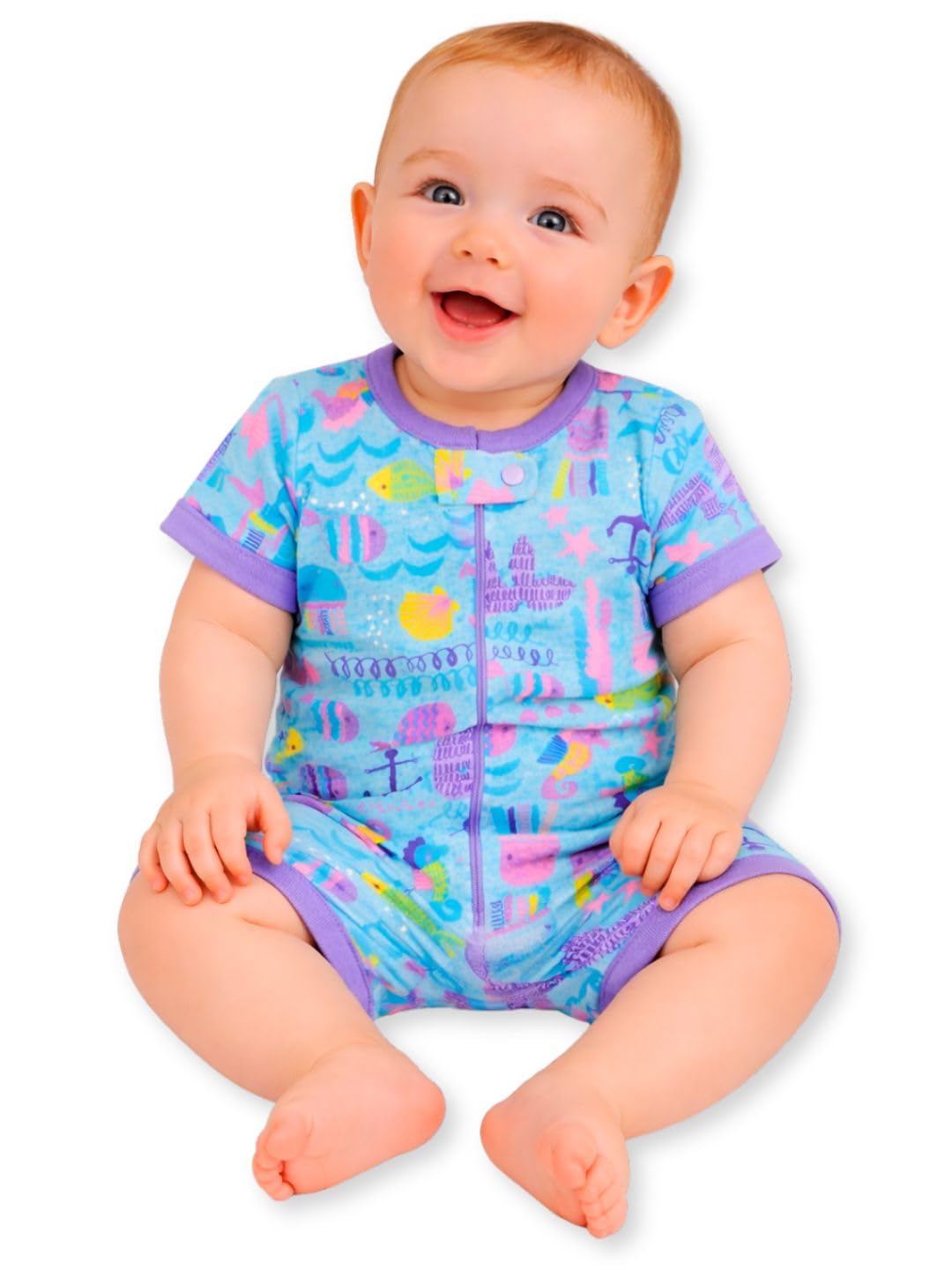 Tuddybuddy 100% Cotton Shorts Romper/Jumpsuit/Bodysuit Set For Baby (Pack Of 1 Playsuits  Blue Jelly Fish,03 Months)