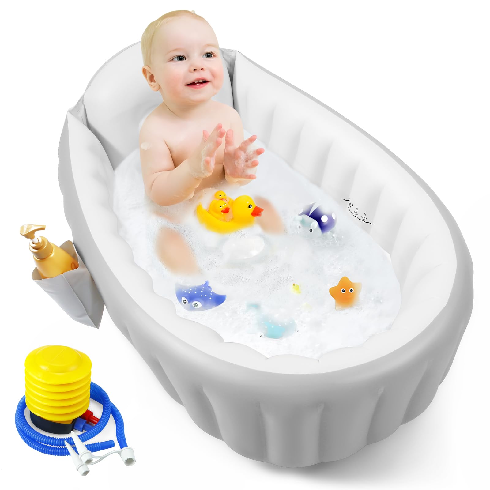 Pandaear Inflatable Baby Bathtub Toddler Tub For Shower, Collapsible Portable Bathtub For Kids, Baby Bath Tub 6-12 Months, Trave