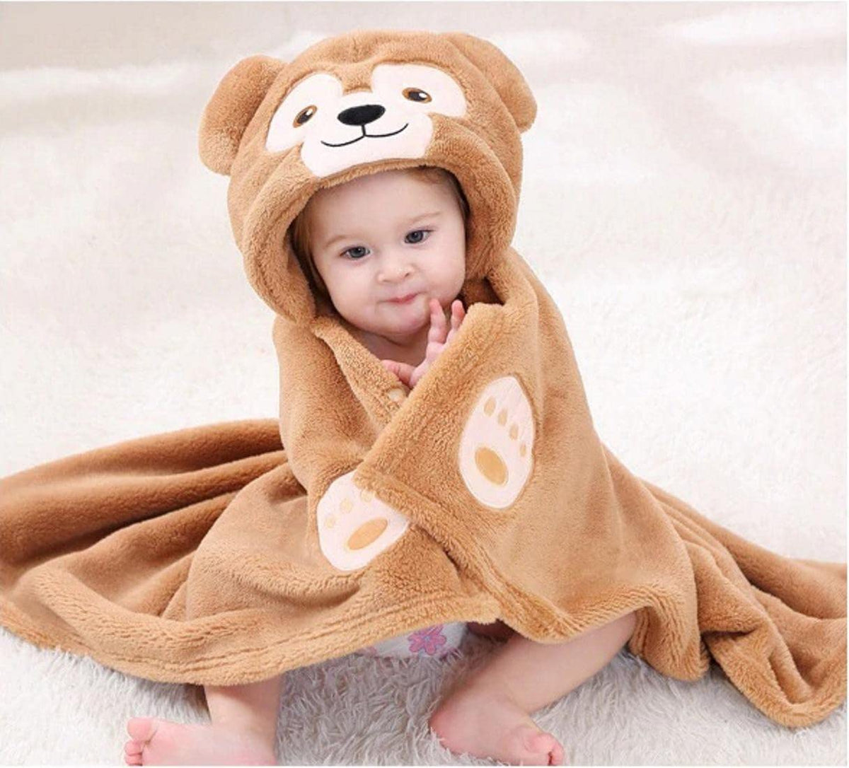 AAKRITI Ultra Soft Bathrobe Baby Wrapper Cum Bath Towel For Boys, Girls, (78Cm X 78Cm, 06 Months ||Highly Absorbent 100% Zero T