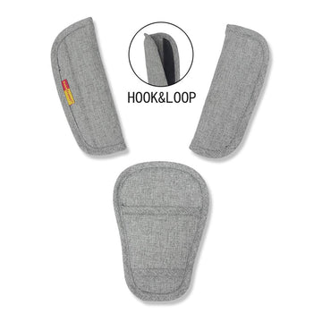 3 Pieces Baby Stroller Car Seat Strap Covers And Crotch Pad Combo Grey, Universal Soft Seat Belt Strap Covers For Newborns Infan