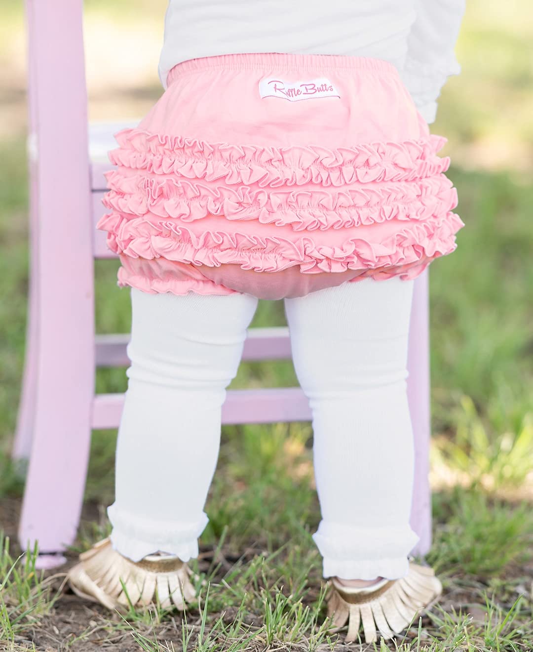 Rufflebutts Baby/Toddler Girls Baby Pink Knit Ruffle Nappy Cover - 6-12M