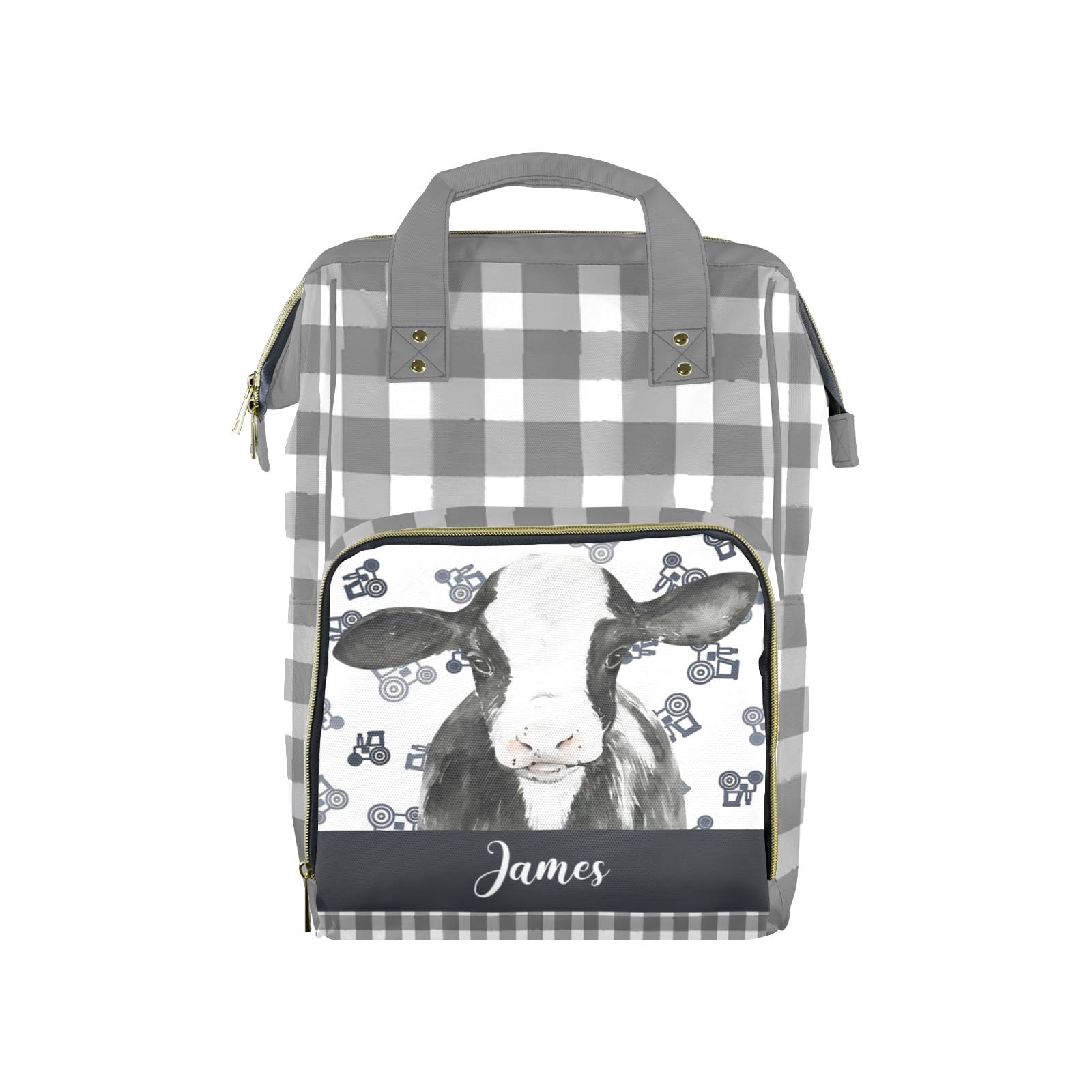 Noverbibi Custom Diaper Bag for Baby Customized Cute Cow Baby Bag Personalized Nursing Bags with Name Custom Name Mommy Daypack 