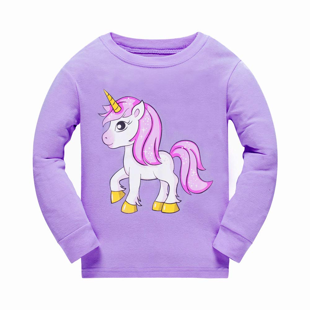 Pajamas For Girls Long Sleeve Pjs 100% Cotton Sleepwear Unicorn Pajama Toddler Clothes Kids 2 Pieces Pjs Sets Size 4T