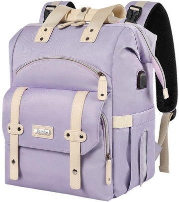Jiefeike Diaper Bag Backpack,Purple Travel Backpack For Dad Mom Boys Girls,Insulated Pockets Portable Baby Nappy Bags With Usb C