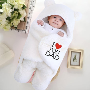 Swissberry Baby Blanket new Born Pack of Hooded Swaddle Wrapper Pack of 1 pc.(White Dad, 06 Months)