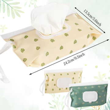 Febsnow 2 Pack Baby Wipes Dispenser, Portable Refillable Wipe Holder Baby Wipes Container Travel Wipes Case Reusable Boho Wet Wi