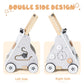 PTINFLUCE Wooden Baby Walker, Baby Push Walker with Wheel, Push and Pull Toys Learning to Walk, Montessori Walker Toy for Kids D