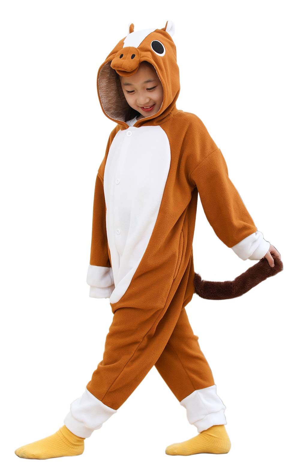 Yameng Girls And Boys Lovely Onesie Brown Horse Pajamas Soft Fleece Halloween Costume
