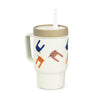 Tumbler with Straw 260ml, White Cartoon Print Kids Tumbler with Straw and Lid, BPA Free Lightweight Sipper Cup for School Travel