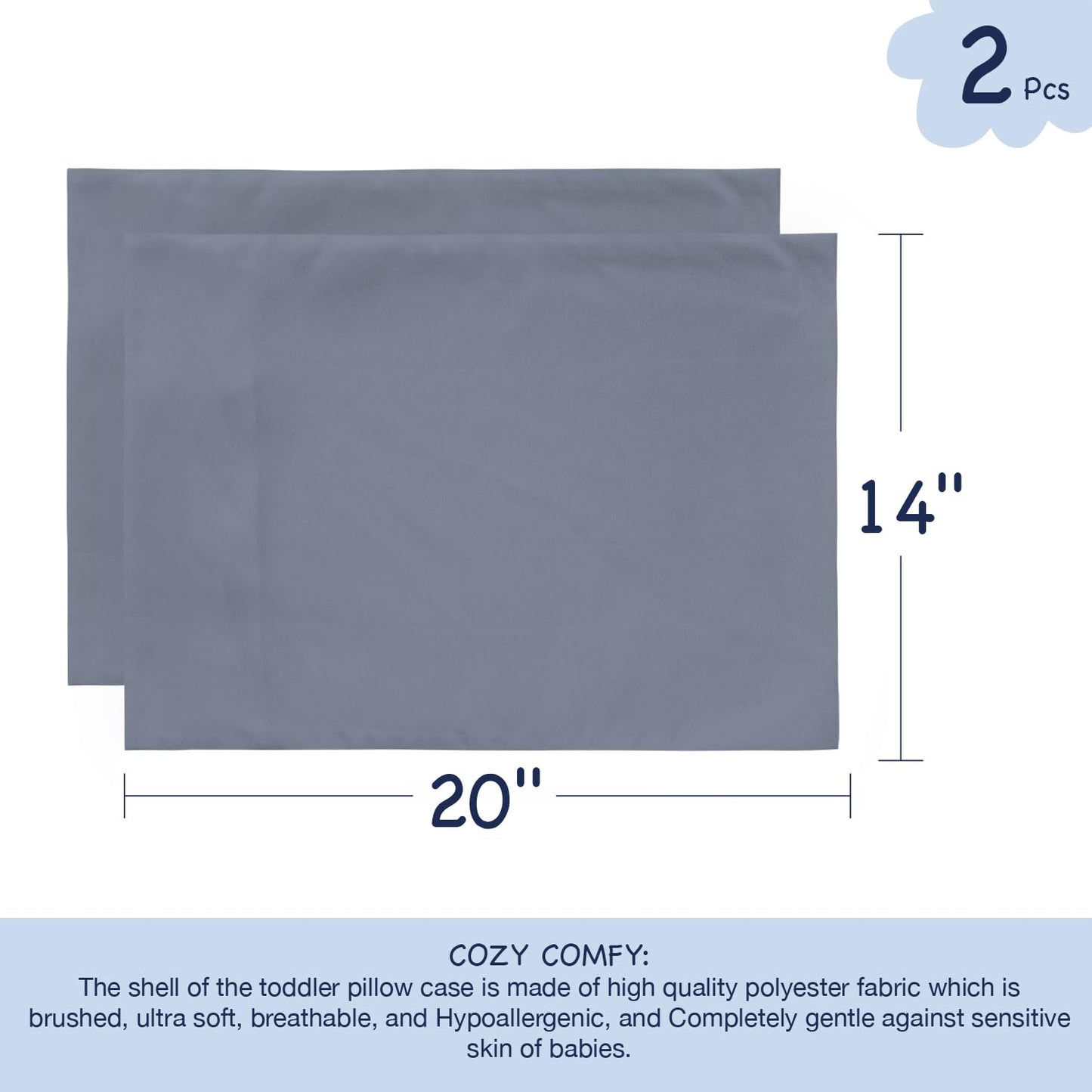 Exq Home Toddler Pillowcases 14X20 Travel Pillow Case Set Of 2, Small Pillow Case Fits Baby Pillow Sized 12X16, 13X18, Kids Pill