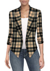 Womens Casual Work Office Open Front Plaid Print Blazer Jk1133X 11396 Blktau 1X