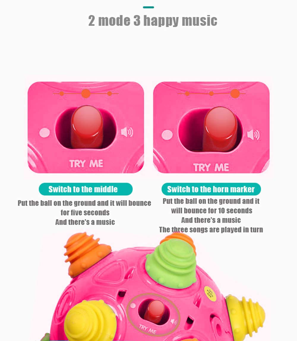 YMDLY Toys Toddler Baby Bouncing Sensory Ball - Sturdy Durable Crawling Ball Toy Fun Learning Ball Toy Two Modes Baby Music Ball