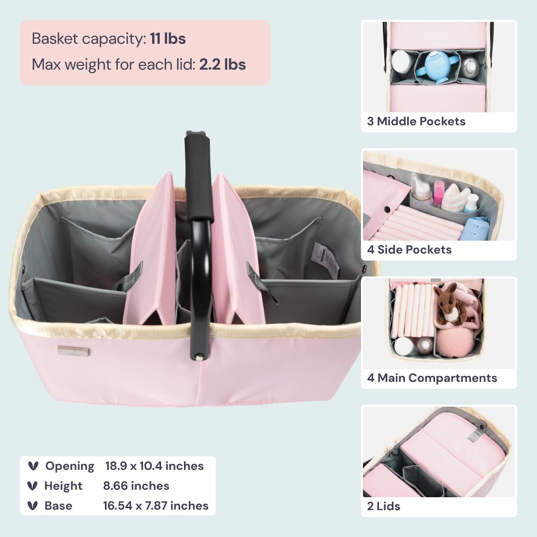 Babbleroo Diaper Caddy: Large Capacity Diaper Organizer Basket, Perfect For Storing Baby Wipes, Diapers & Baby Essentials. Spaci