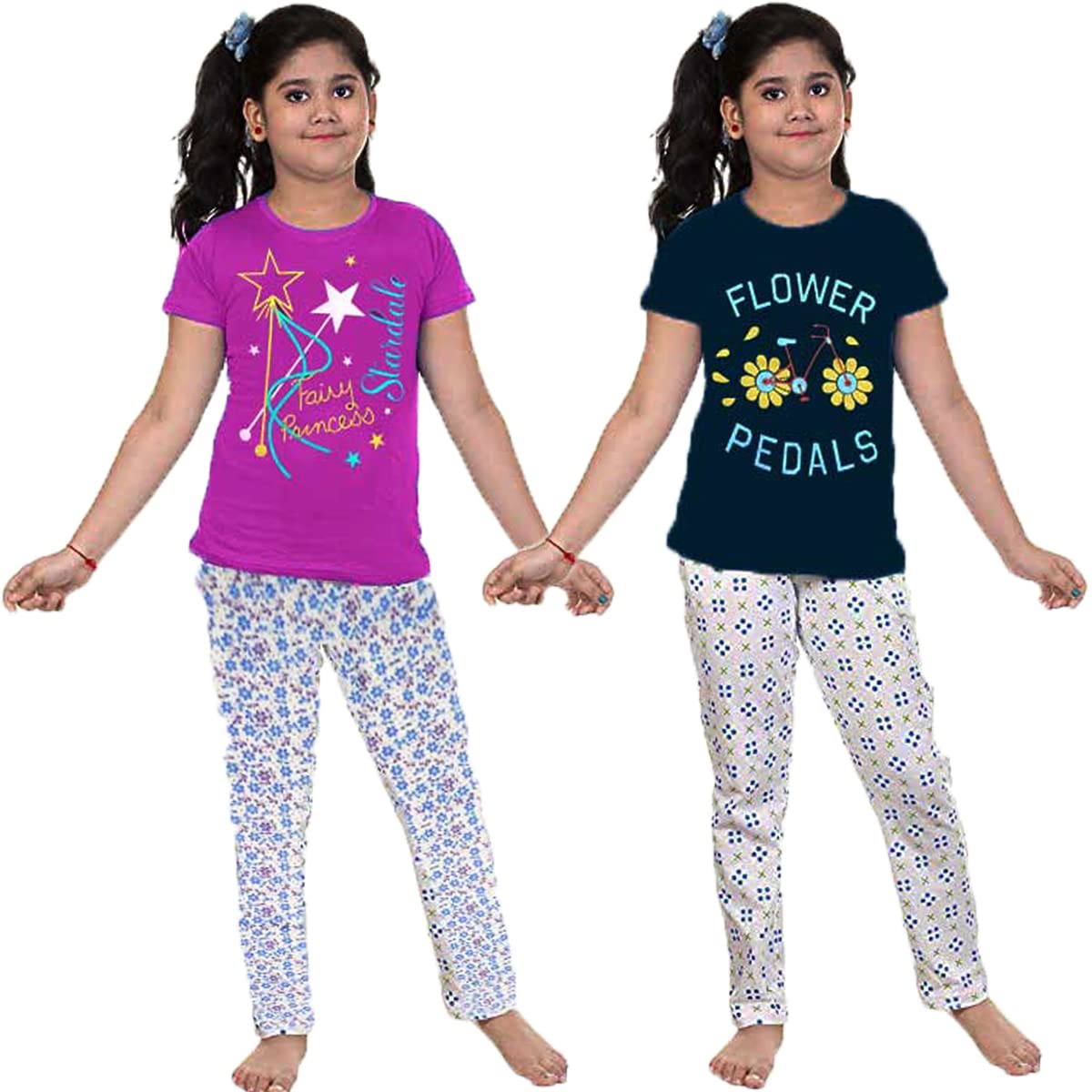 CRAZYON Girls White PIJAYAMA Set Pack of (2) (78 Years, NL)