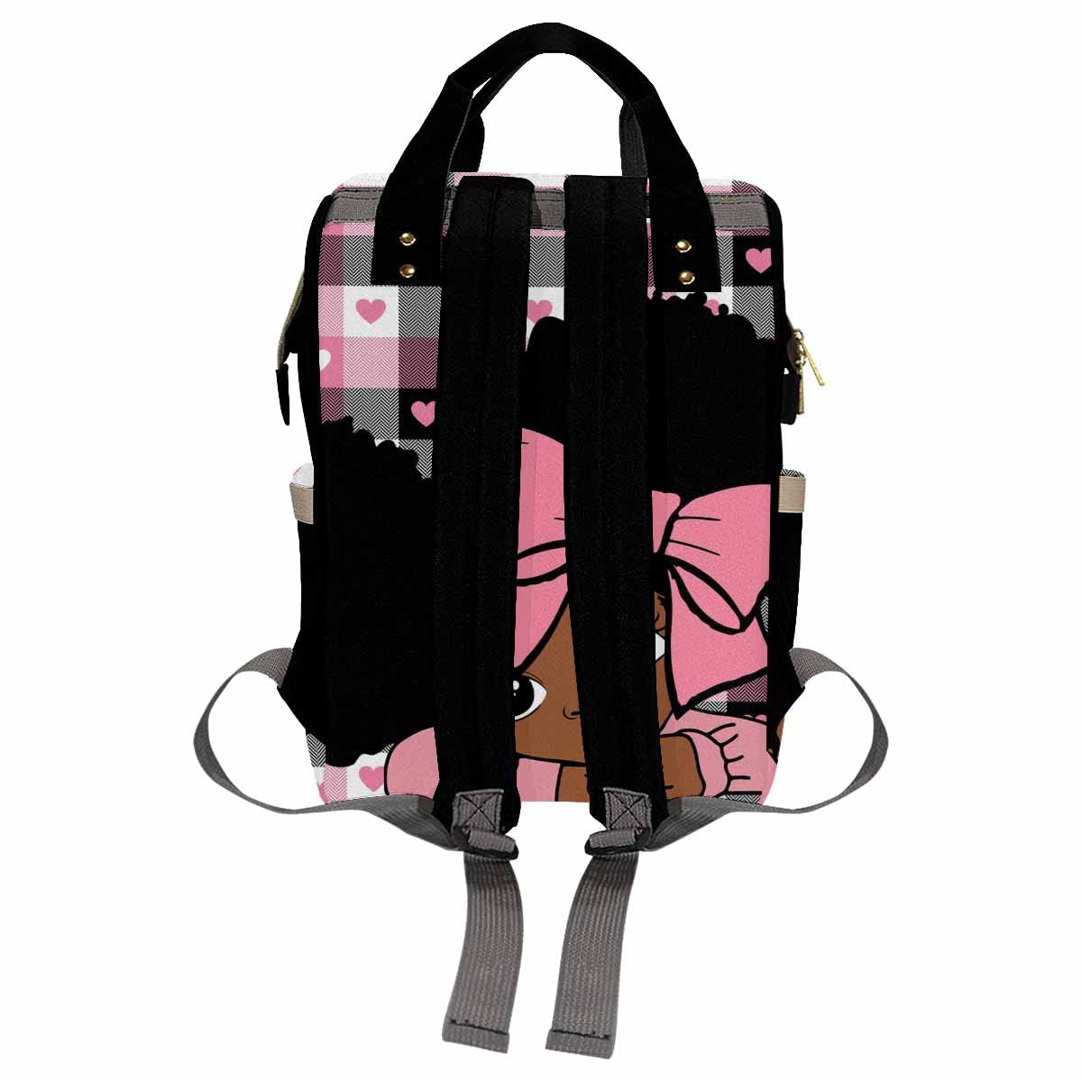 Artsadd Custom Name Baby Diaper Bag From Mom Dad, Personalized Pink Hearts Plaid Baby Backpack With Stroller Straps Large Capaci