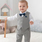 Disaur Baby Boy Formal Outfits Long Sleeve Infant White Shirt Gray Vest Pants Bow Tie Baby First Halloween Outfit Boy 18 24 Mont