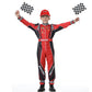 Treyrea Race Car Driver Costume Boys Racer Jumpsuit With Car Cap Kids Dress Up For Halloween (Red And Black, Xl(For Height 57'-