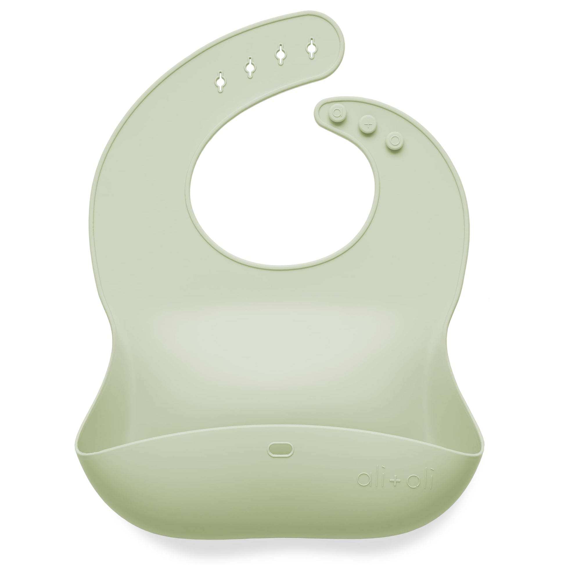 Ali+Oli Silicone Bib (Sage) Waterproof Silicone Bibs for Babies & Toddlers, Adjustable Baby Feeding Bib, Food-Grade Silicone Bib