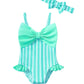 Mioglrie Toddler Baby 4T Swimsuit Girl 5T Bathing Suit Girls One Piece Swimwear Green Ruffle Stripe Summer Beach Swim Suit