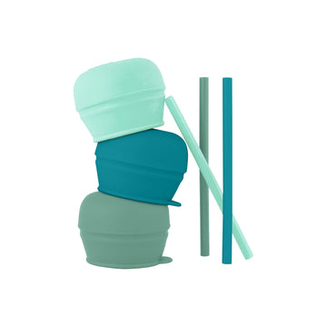 Boon Snug Silicone Sippy Cup Lids And Straws - Includes 3 Lids And 3 Straws - Convert Any Kids Cups Or Toddler Cups Into Straw S