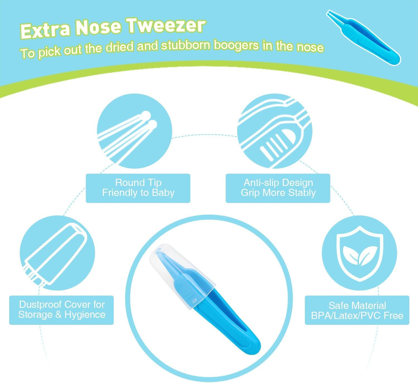 Morlike Living Baby Nose And Ear Cleaner Tool, Soft Flexible Rubber Nasal Booger Picker For Newborns And Infants, Dual Ear Wax A