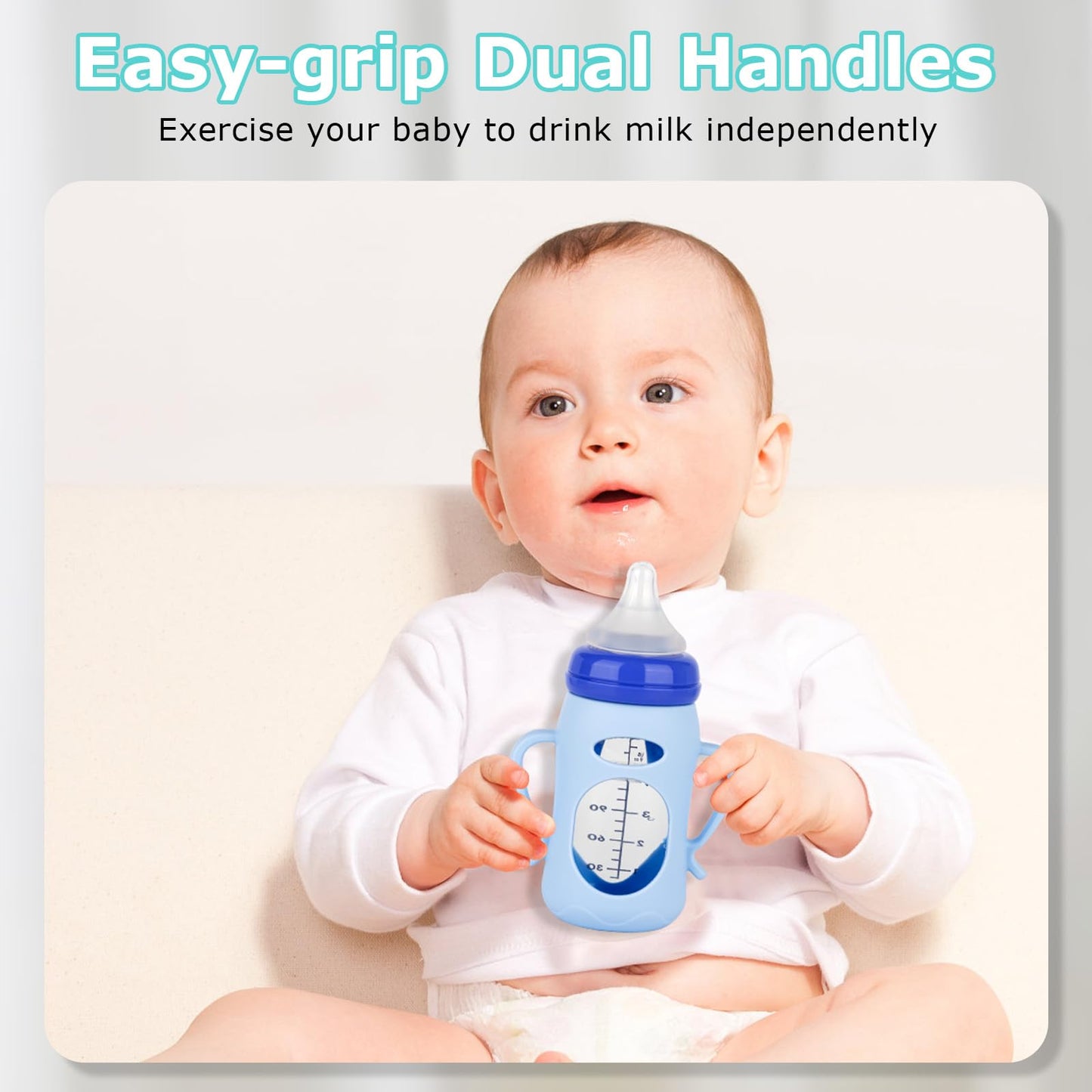 Silicone Sleeves for Lansinoh Glass Baby Bottles 5oz,Anti Breakage Baby Bottle Holder with Handles 3 Pack