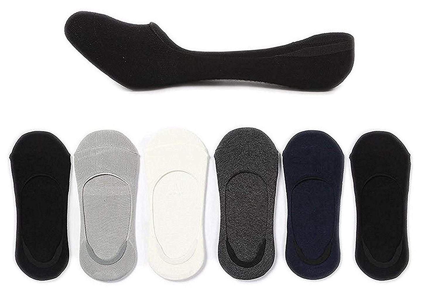 Brendo Unisex Loafer Socks Non Slip Grips,Cotton Peds/Footie/NoShow (Pack Of 7)