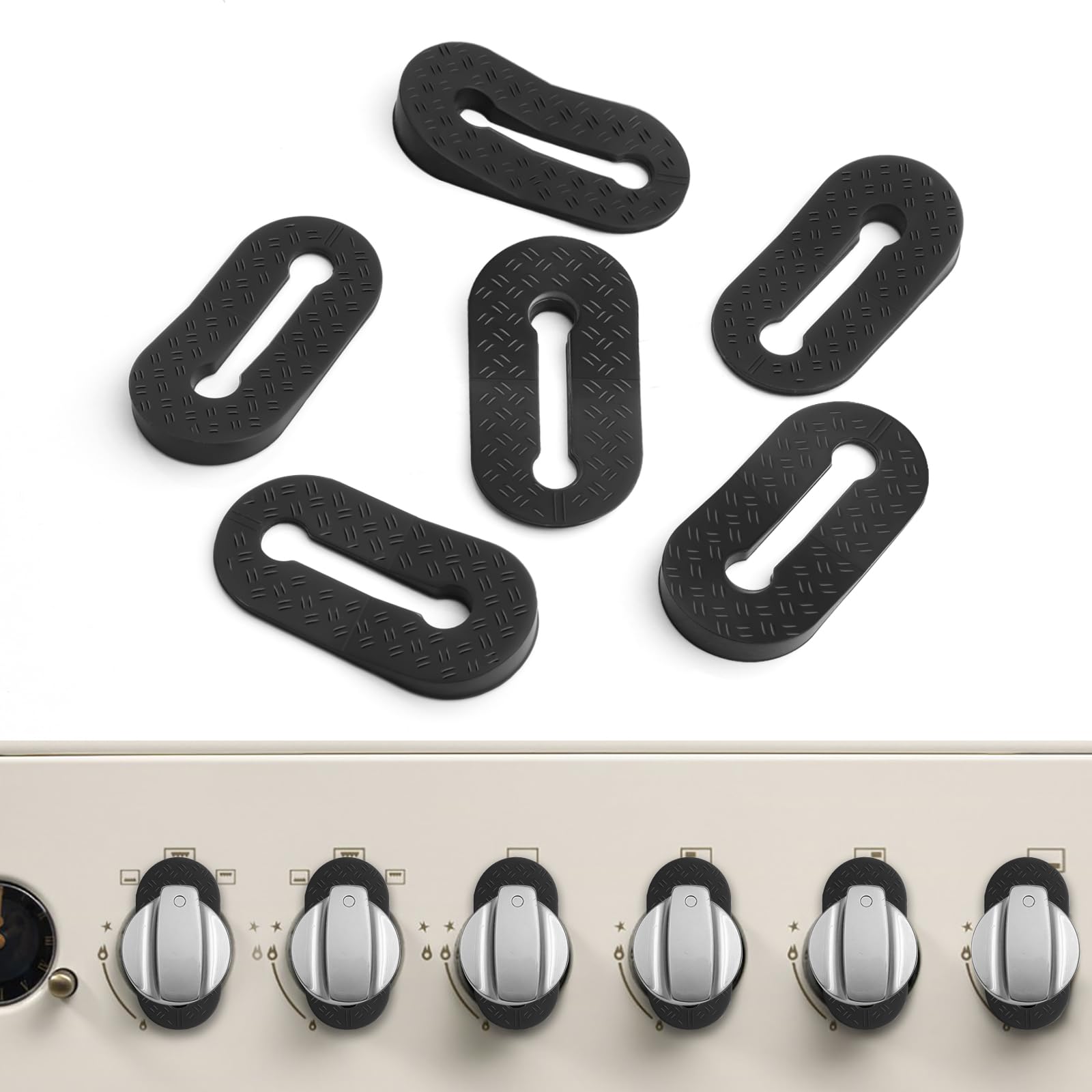 Silicone Stove Knob Safety Locks Gas Stove Knob Covers - Child Proof Oven Knob Locks (6 Pack)
