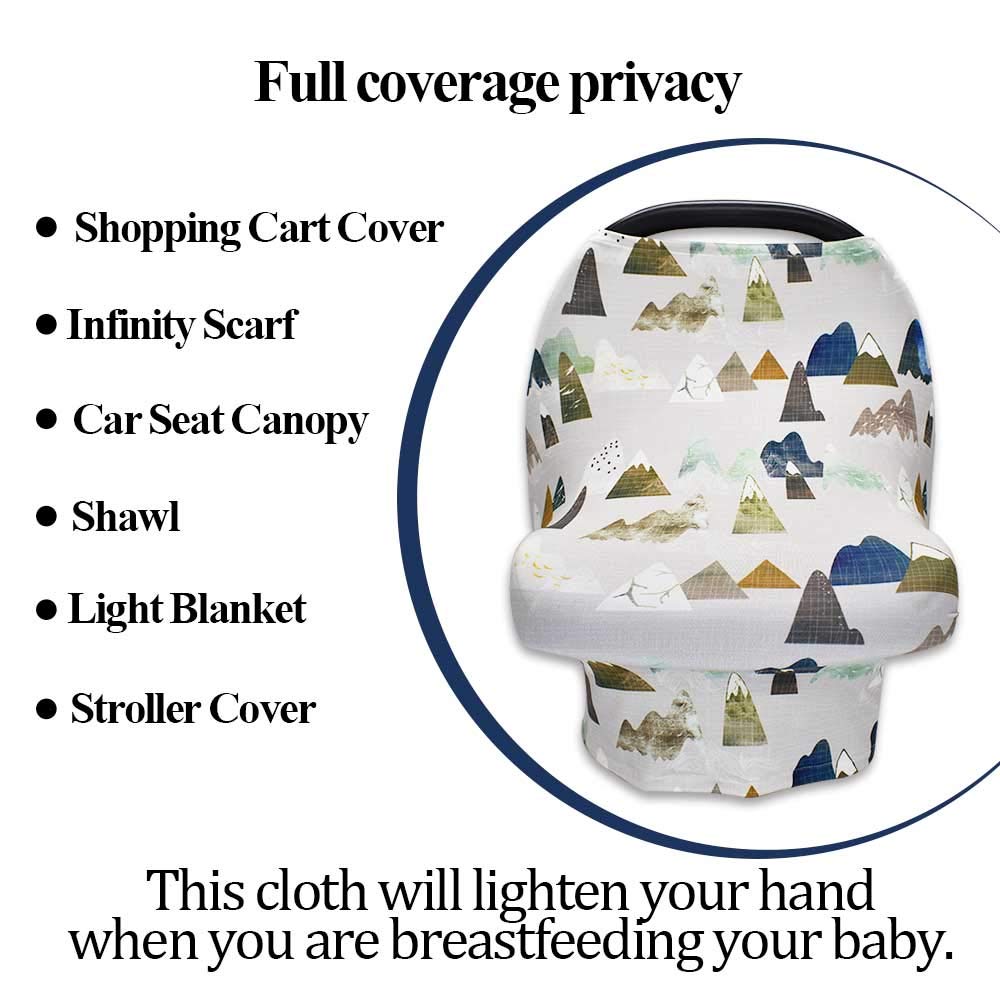 Baby Carseat Cover With Beanie, Adventure Mountain Infant Carseat Canopy For Boys Girls, Nursing Cover Breastfeeding Scarf For M
