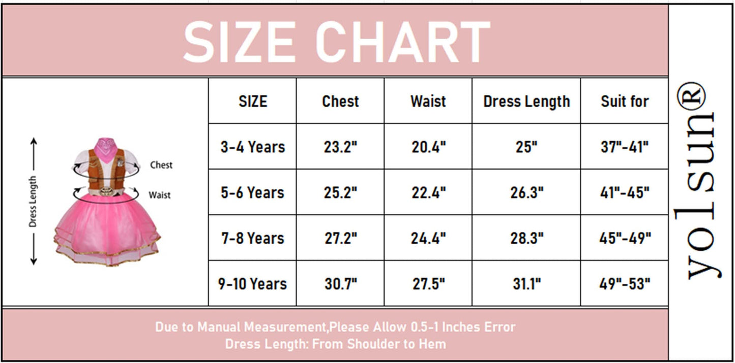 Yolsun Cowgirl Costume For Girls Western Cowgirl Outfit With Hat And Bandanna Halloween Theme Party And Role Play (7-8 Years, Pi