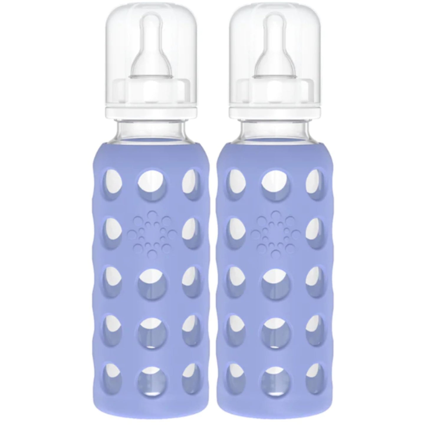 Lifefactory Glass Baby Bottles With Silicone Protection - 2-Pack, 9 Oz Bottles, Blueberry