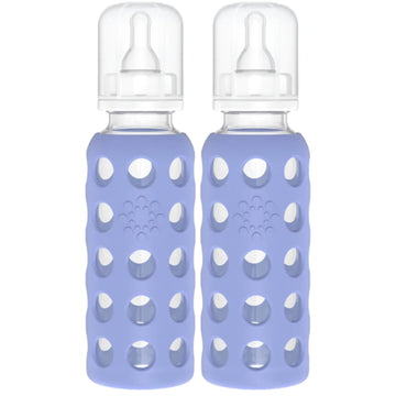 Lifefactory Glass Baby Bottles With Silicone Protection - 2-Pack, 9 Oz Bottles, Blueberry