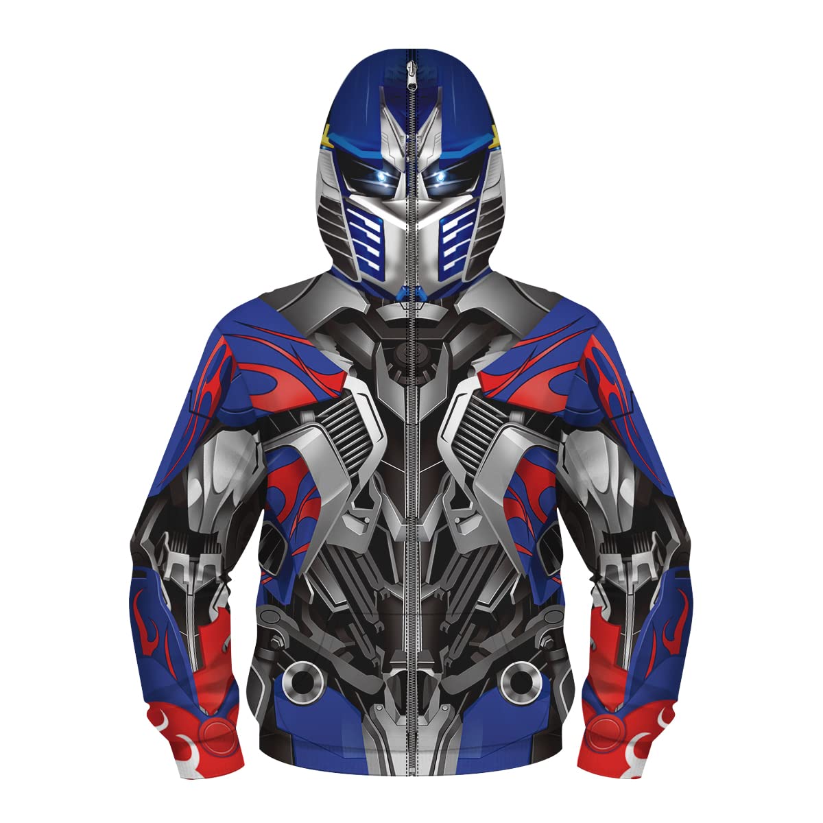 Plustrong Kids Boys Teen Full Zip Up Hoodie Halloween Cosplay Sweatshirts Jackets Costumes For Boys(Blue Robot 034,M(8T-10T)