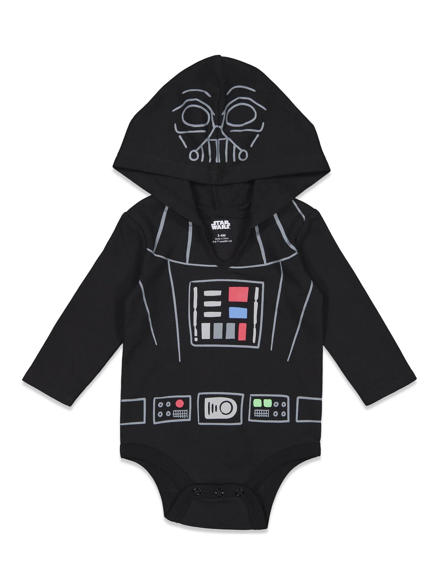 Star Wars Darth Vader R2-D2 Chewbacca Newborn Baby Boys 3 Pack Bodysuits White/Brown/Black 3-6 Months