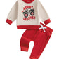 TheFound Toddler Boys Valentines Day Outfits Heart Truck Print Long Sleeve Sweatshirts Top Long Pants Newborn Baby Clothes (Red