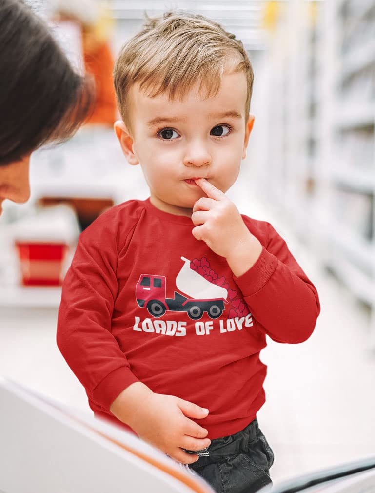 Valentines Day Dump Truck Loads Of Love Toddler Kids Long Sleeve T-Shirt 4T Red